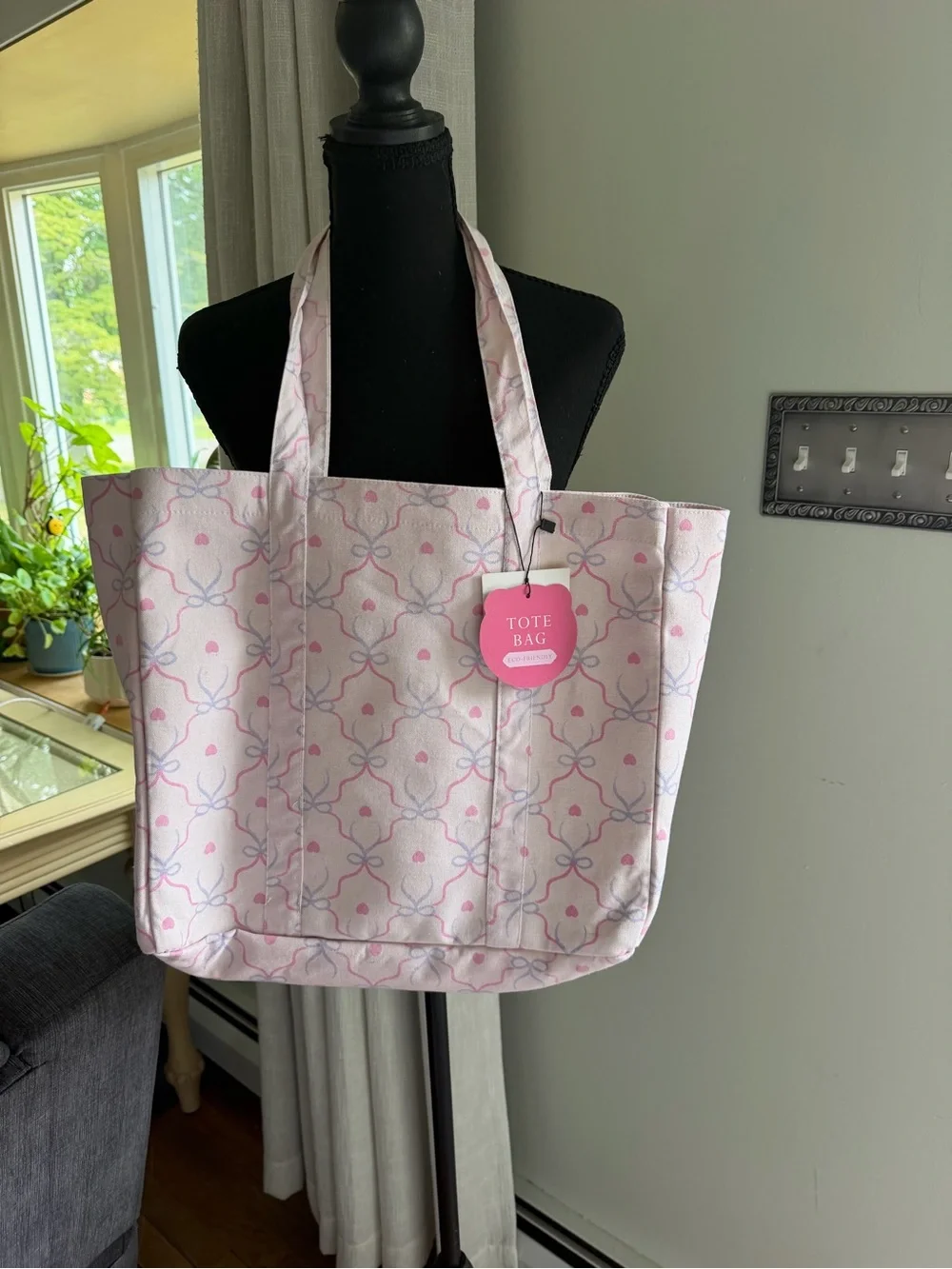 Pink Patterned Tote Bag - Unbranded